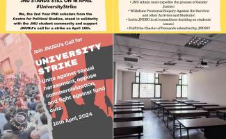 JNU Students on Strike Demanding Gender Justice